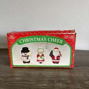 Vintage Spirit of Christmas Ceramic Figurines Santa Mrs Santa Snowman in Box
